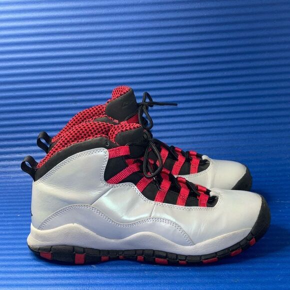 Size 7Y- GS Air Jordan 10 Retro Shoes Wolf Grey/Black-Red 487211-009 - Picture 1 of 8